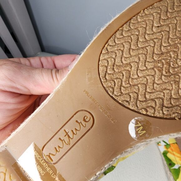 Nurture Flowered Canvas Ballet Flats Rope Stitched Leather Shoes 7M Espadrille - Picture 4 of 5